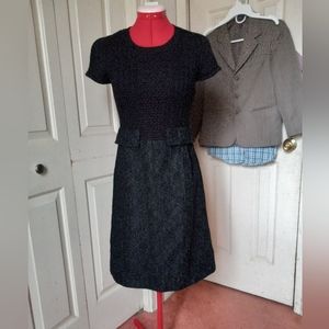 Matche Women’s Little Black Dress Size XXS-S Knit and Brocade Knee length Dress